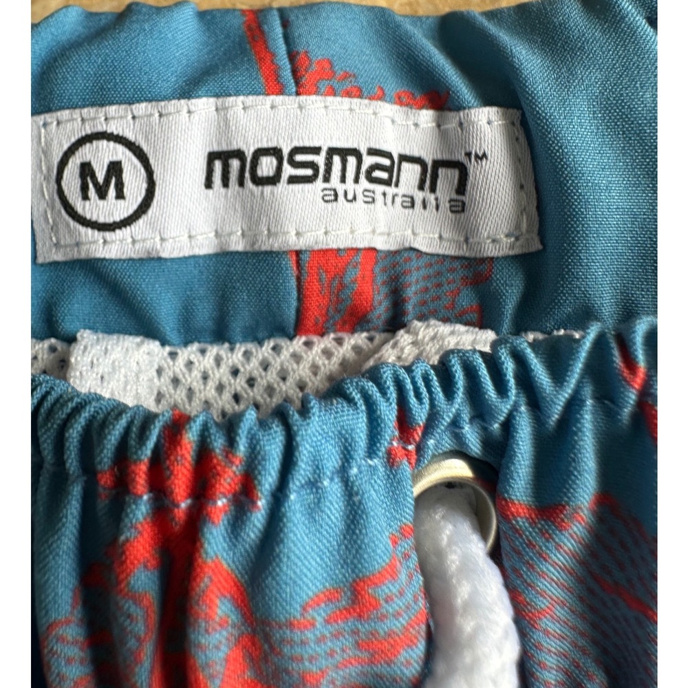 Mosmann Australia Mens Blue Red Palm Tree Swim Trunks Board Shorts Size M - Picture 2 of 7